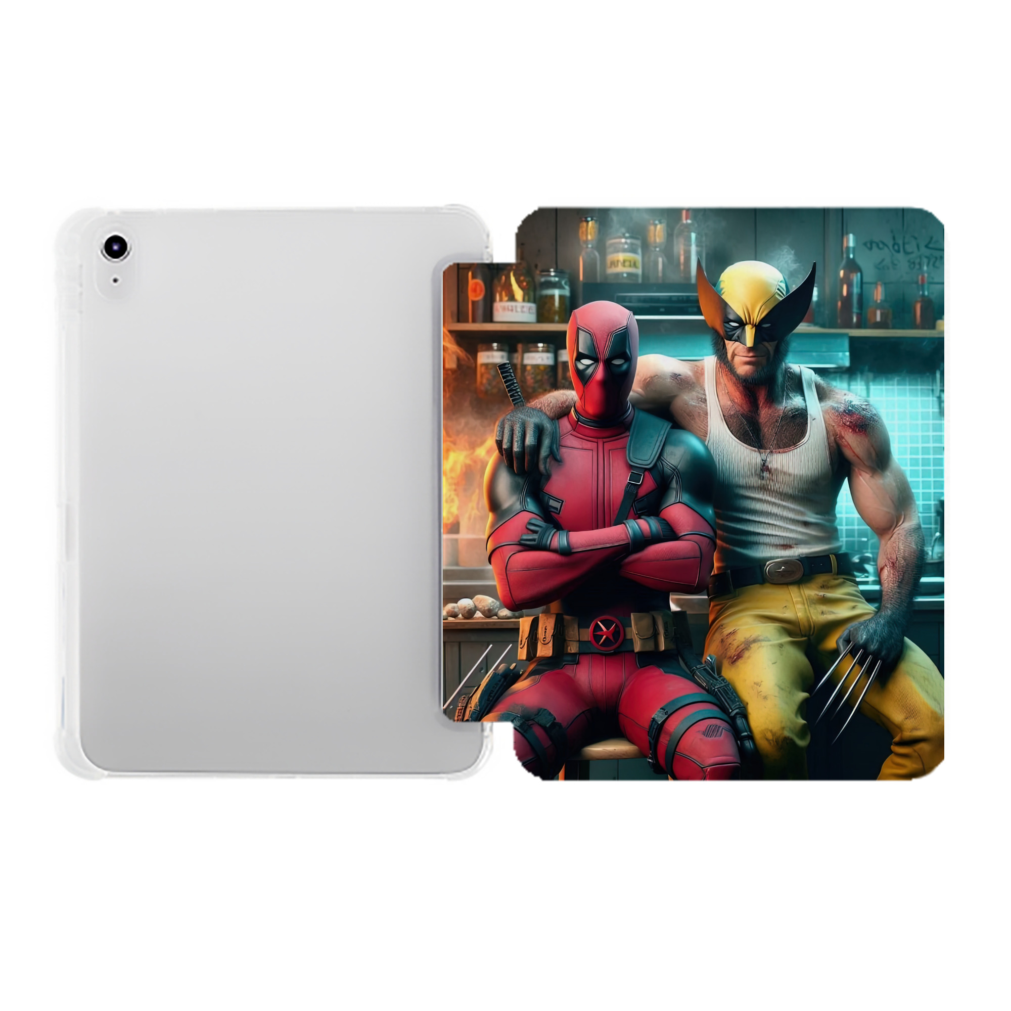 （画像用） Deadpool デッドプール IPad ケース ペン収納付き 三つ折りスタンド PUレザー×シリコン 対応機種9.5/10.5/10.9インチ
